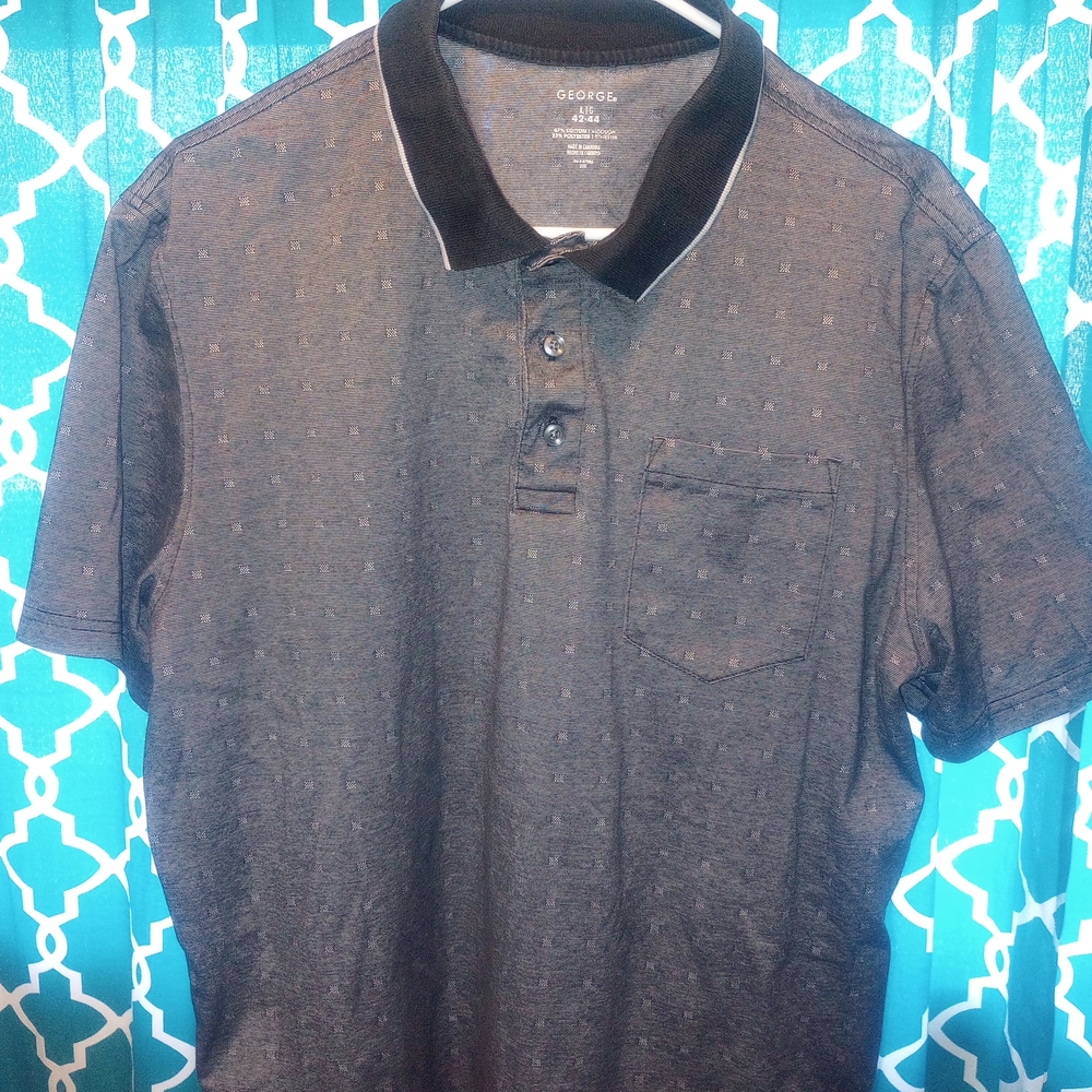 George Men’s Black Polo Shirt with Contrast Collar